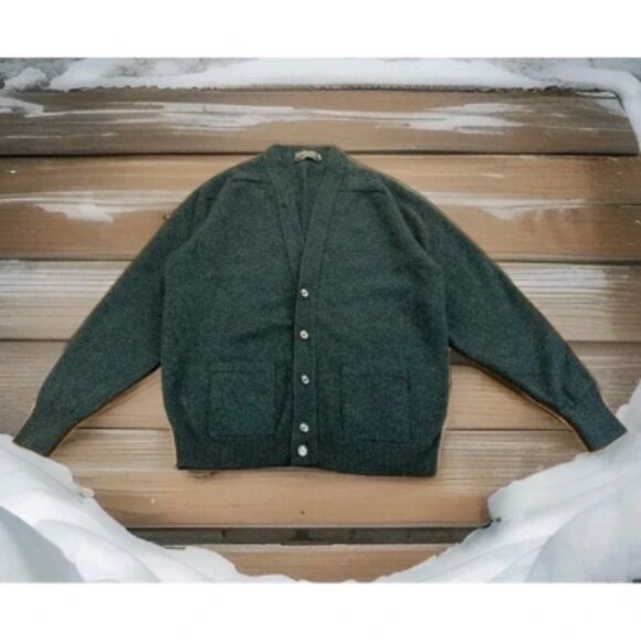 Vintage Ladies Windsor House Cardigan Sweater Medium 100% Pure Wool Grey - Picture 1 of 5